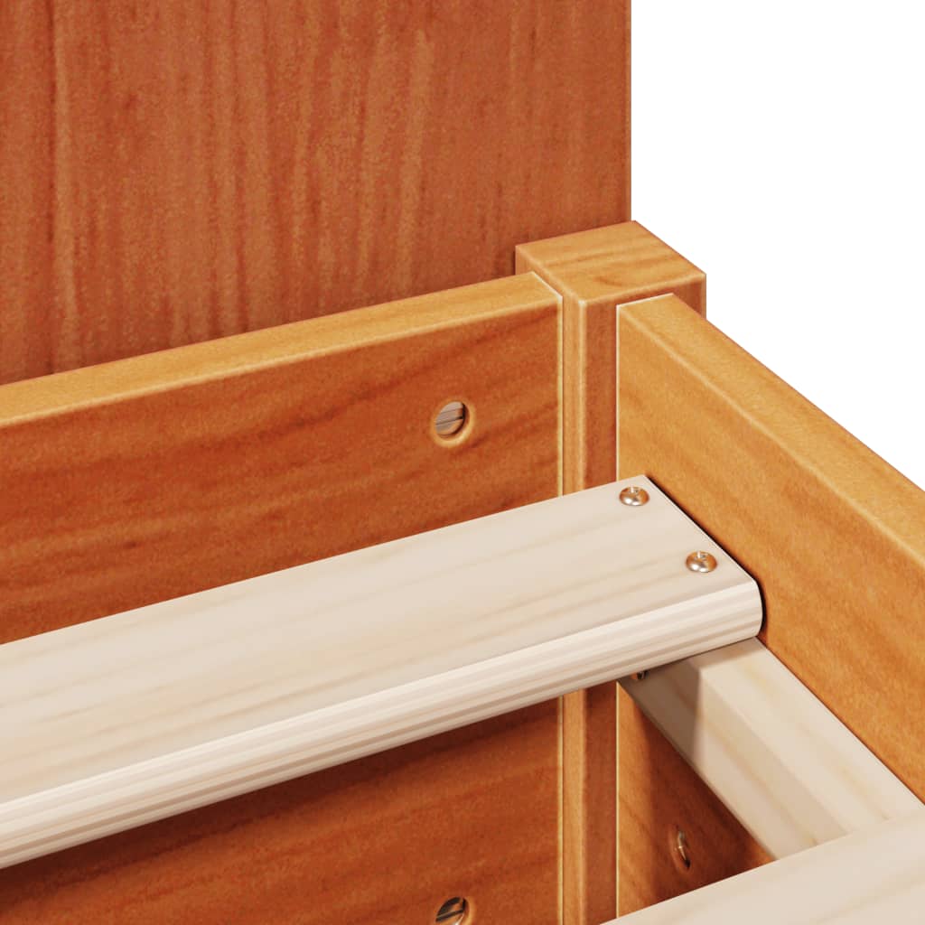 Lit bibliothèque sans matelas cire marron 140x190 cm pin massif - XIOS