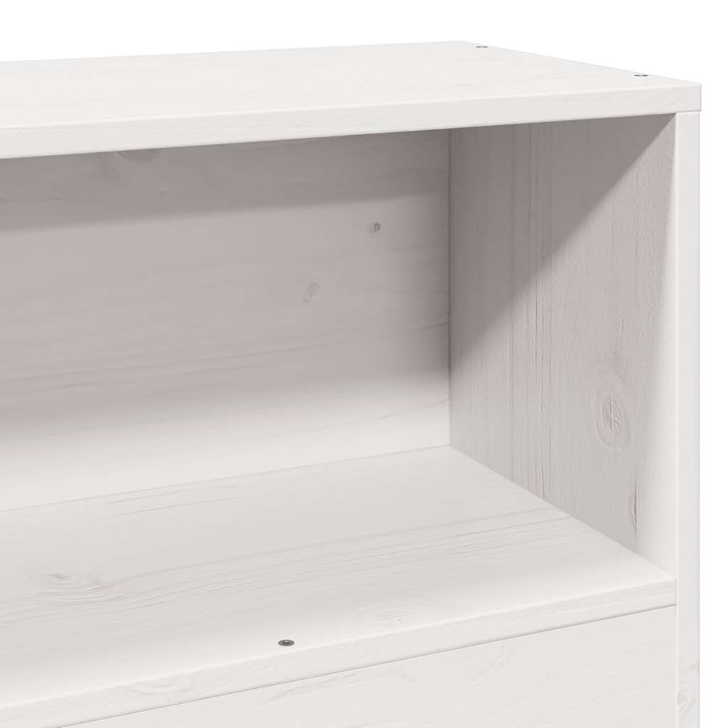 Lit bibliothèque sans matelas blanc 90x200cm bois de pin massif - XIOS