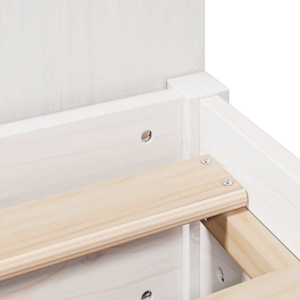 Lit bibliothèque sans matelas blanc 90x200cm bois de pin massif - XIOS