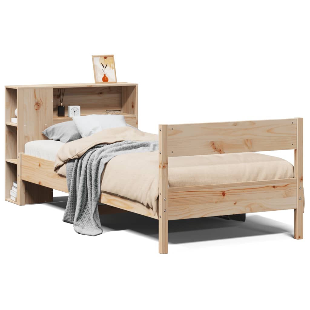 Lit bibliothèque sans matelas 75x190 cm bois de pin massif - XIOS