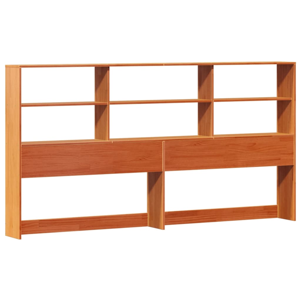 Lit bibliothèque sans matelas cire marron 200x200 cm pin massif - XIOS