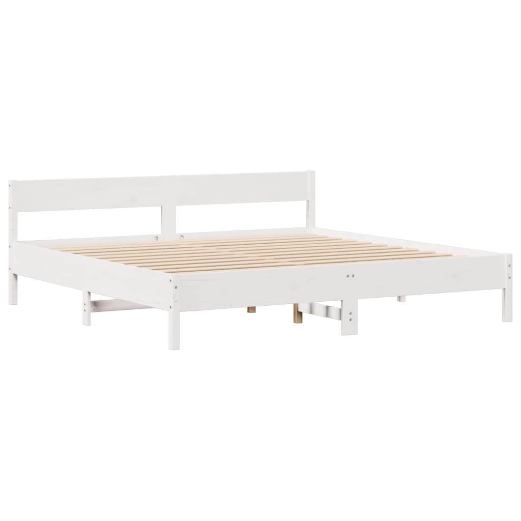 Lit bibliothèque sans matelas blanc 180x200 cm bois pin massif - XIOS