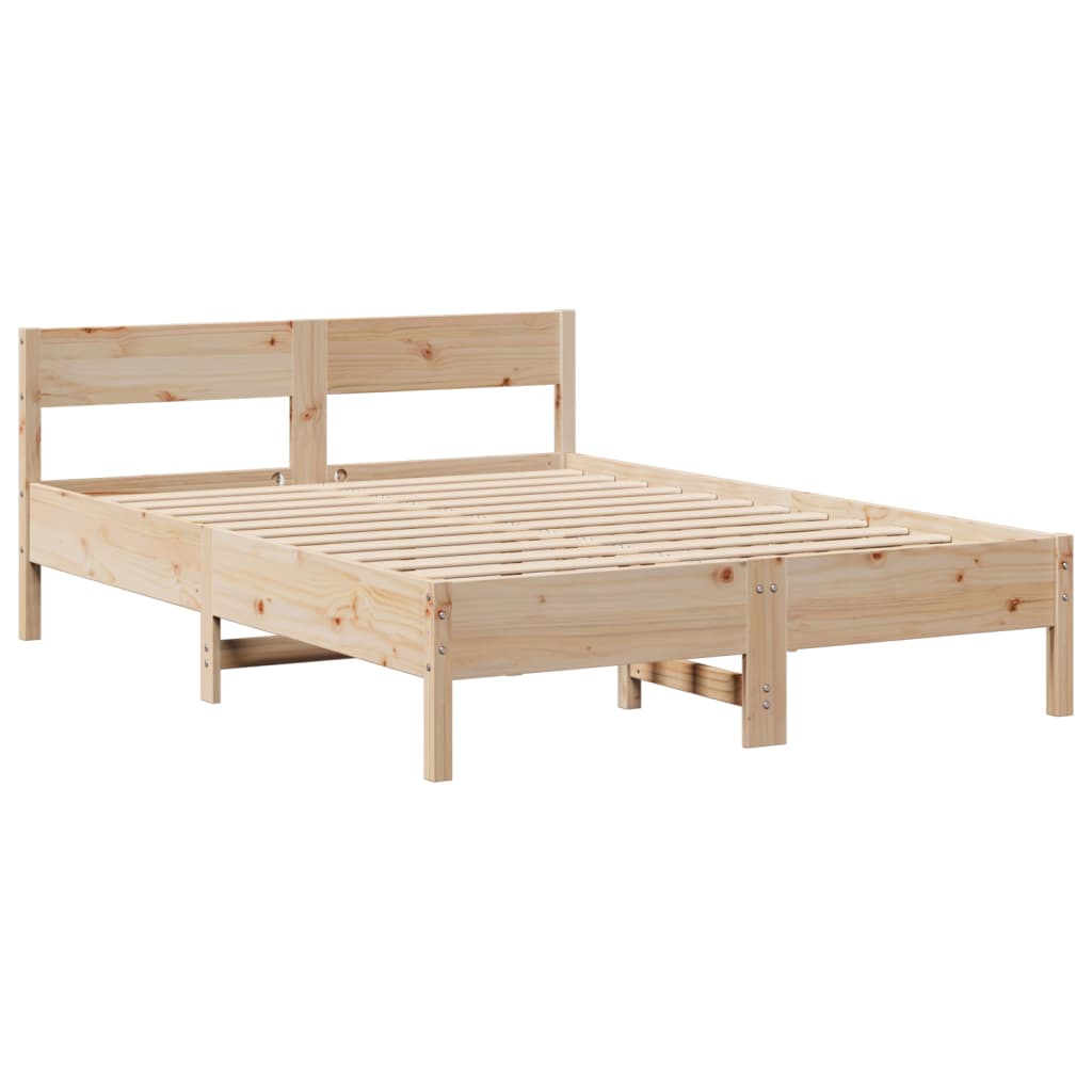 Lit bibliothèque sans matelas 140x200 cm bois massif de pin - XIOS