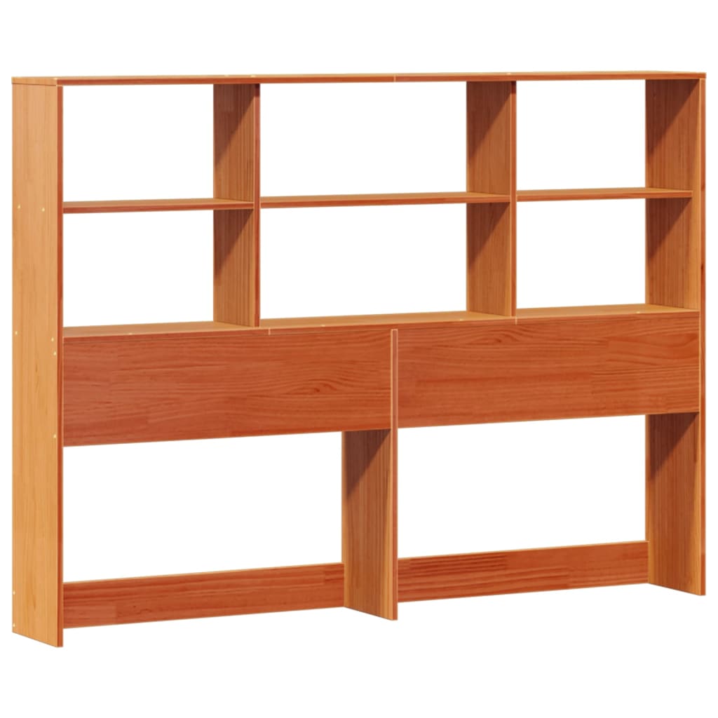Lit bibliothèque sans matelas cire marron 135x190 cm pin massif - XIOS