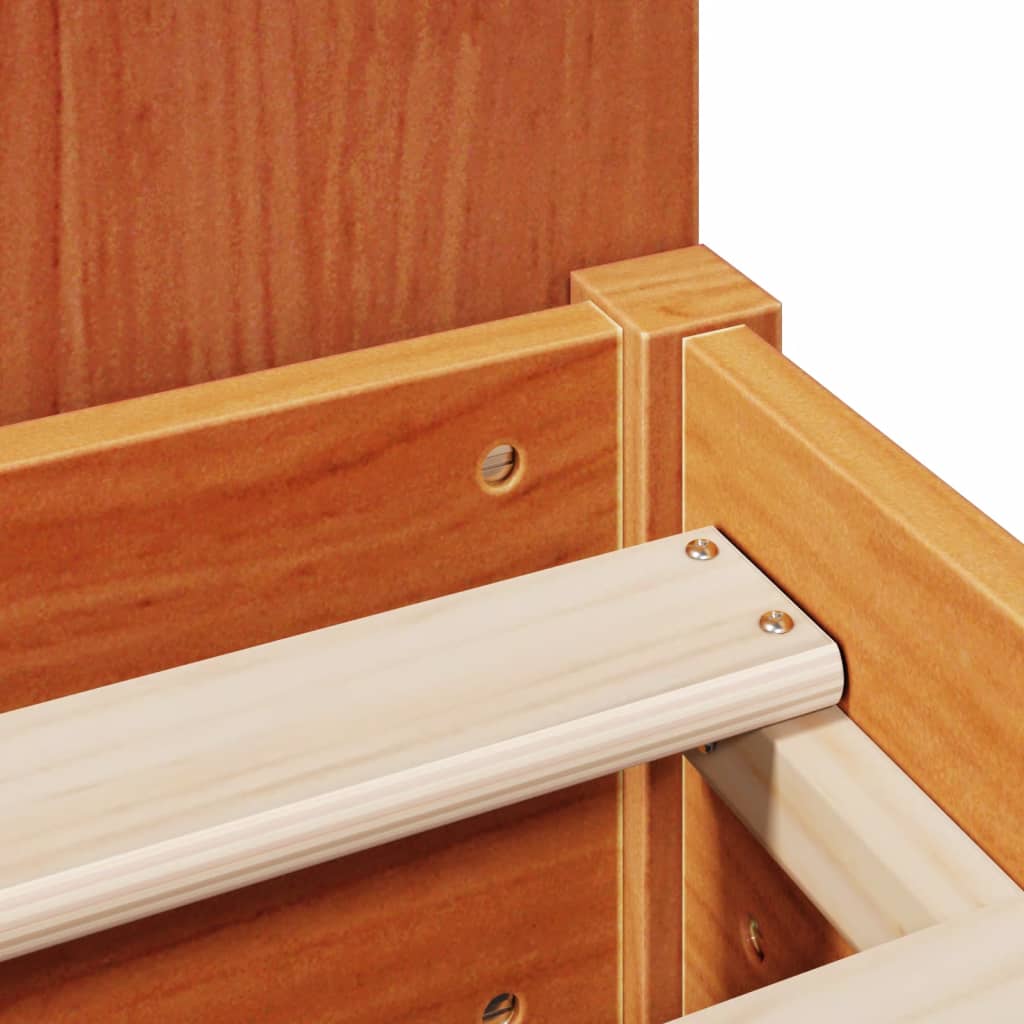 Lit bibliothèque sans matelas cire marron 135x190 cm pin massif - XIOS