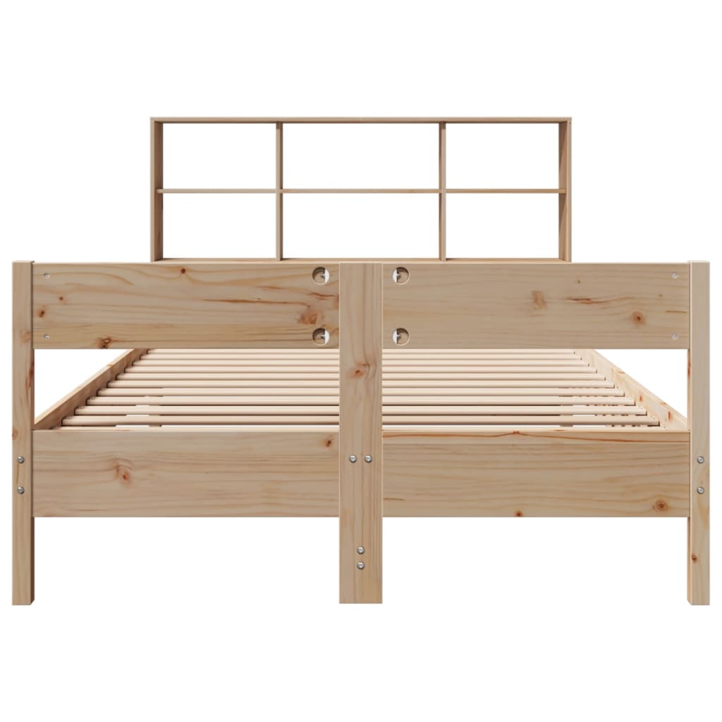 Lit bibliothèque sans matelas 120x190 cm bois de pin massif - XIOS