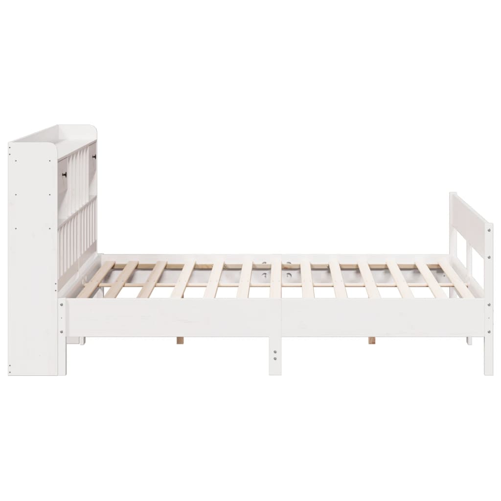Lit bibliothèque sans matelas blanc 180x200 cm bois pin massif - XIOS