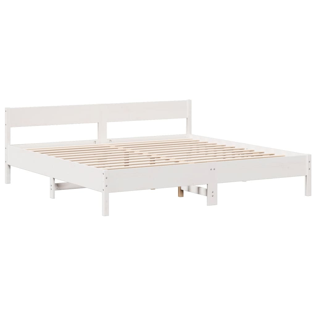 Lit bibliothèque sans matelas blanc 180x200 cm bois pin massif - XIOS