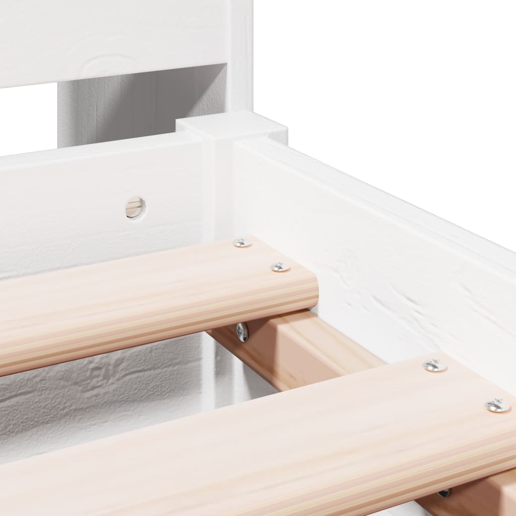 Lit bibliothèque sans matelas blanc 180x200 cm bois pin massif - XIOS