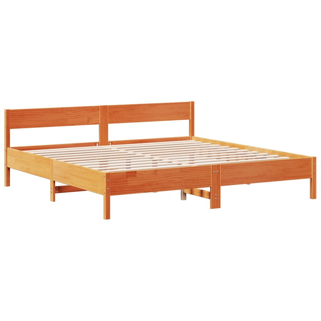 Lit bibliothèque sans matelas cire marron 180x200 cm pin massif - XIOS