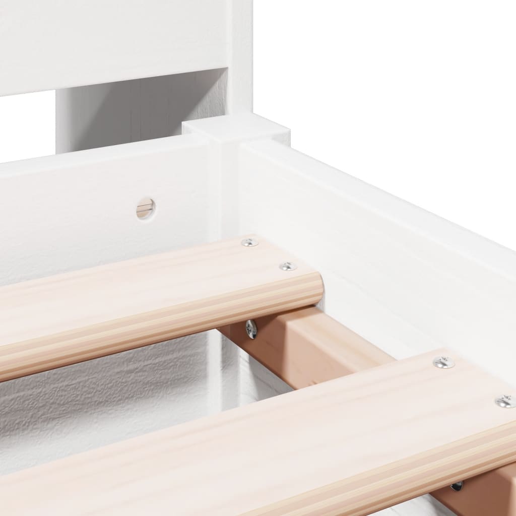 Lit bibliothèque sans matelas blanc 150x200 cm bois pin massif - XIOS