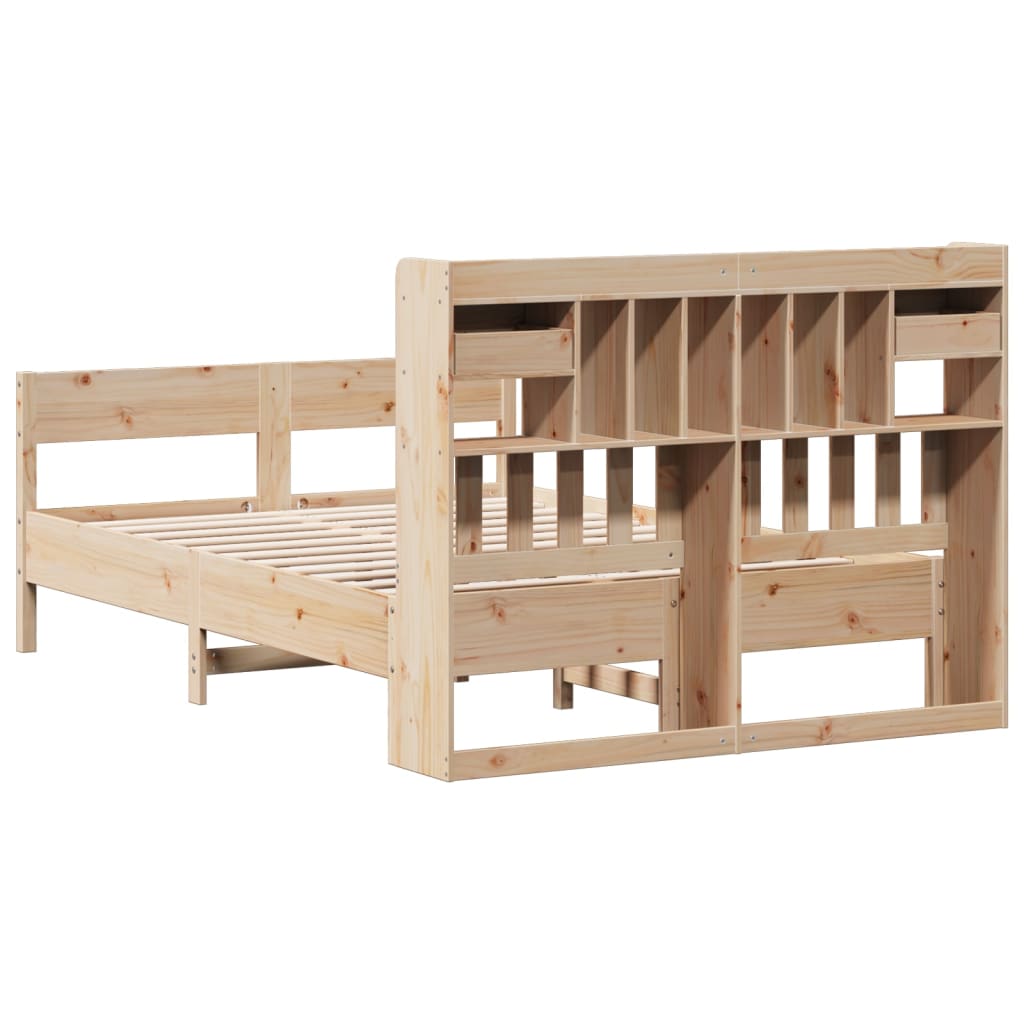 Lit bibliothèque sans matelas 140x200 cm bois massif de pin - XIOS