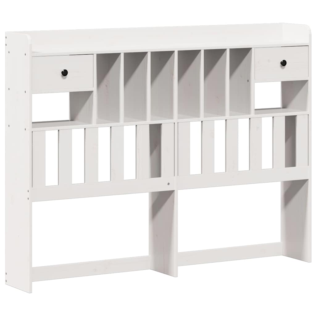 Lit bibliothèque sans matelas blanc 140x200 cm bois pin massif - XIOS