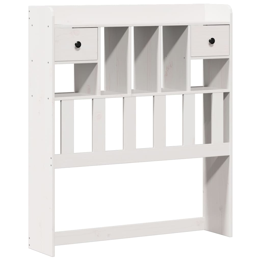 Lit bibliothèque sans matelas blanc 90x190cm bois de pin massif