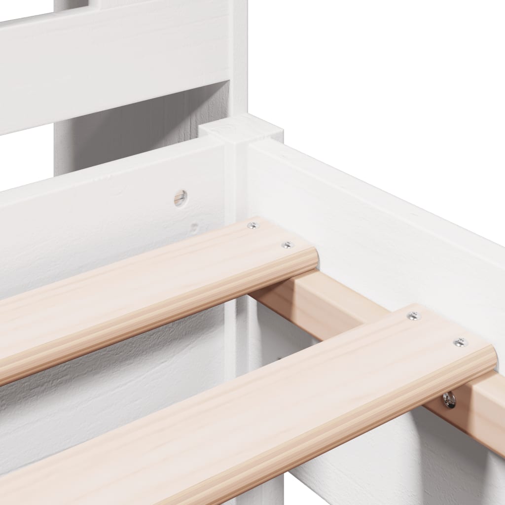Lit bibliothèque sans matelas blanc 90x190cm bois de pin massif - XIOS
