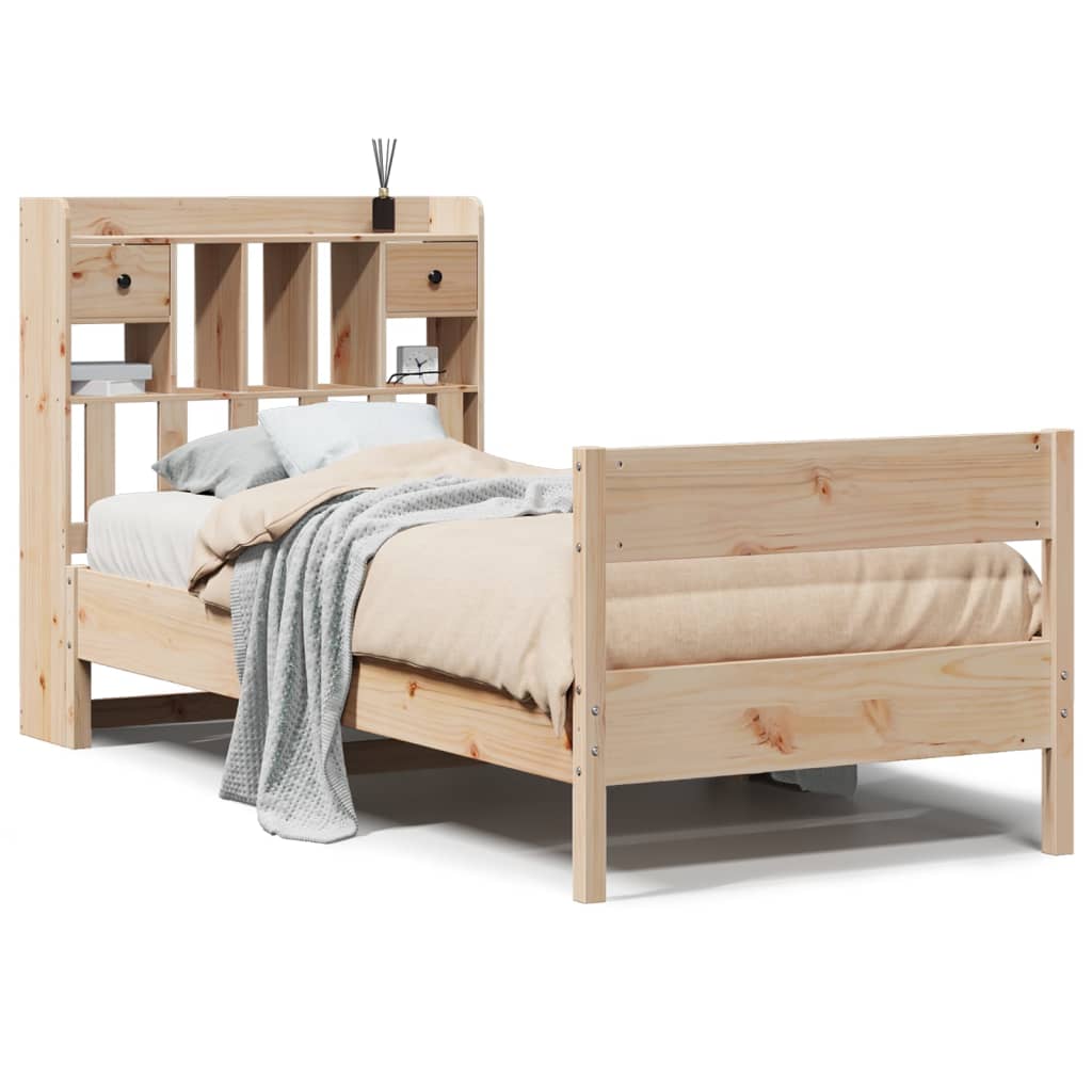 Lit bibliothèque sans matelas 75x190 cm bois de pin massif - XIOS