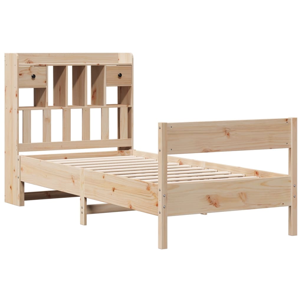 Lit bibliothèque sans matelas 75x190 cm bois de pin massif - XIOS