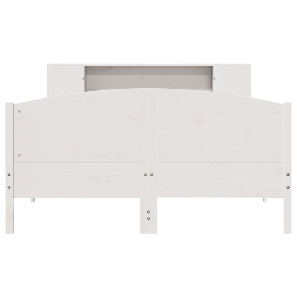 Lit bibliothèque sans matelas blanc 160x200 cm bois pin massif - XIOS