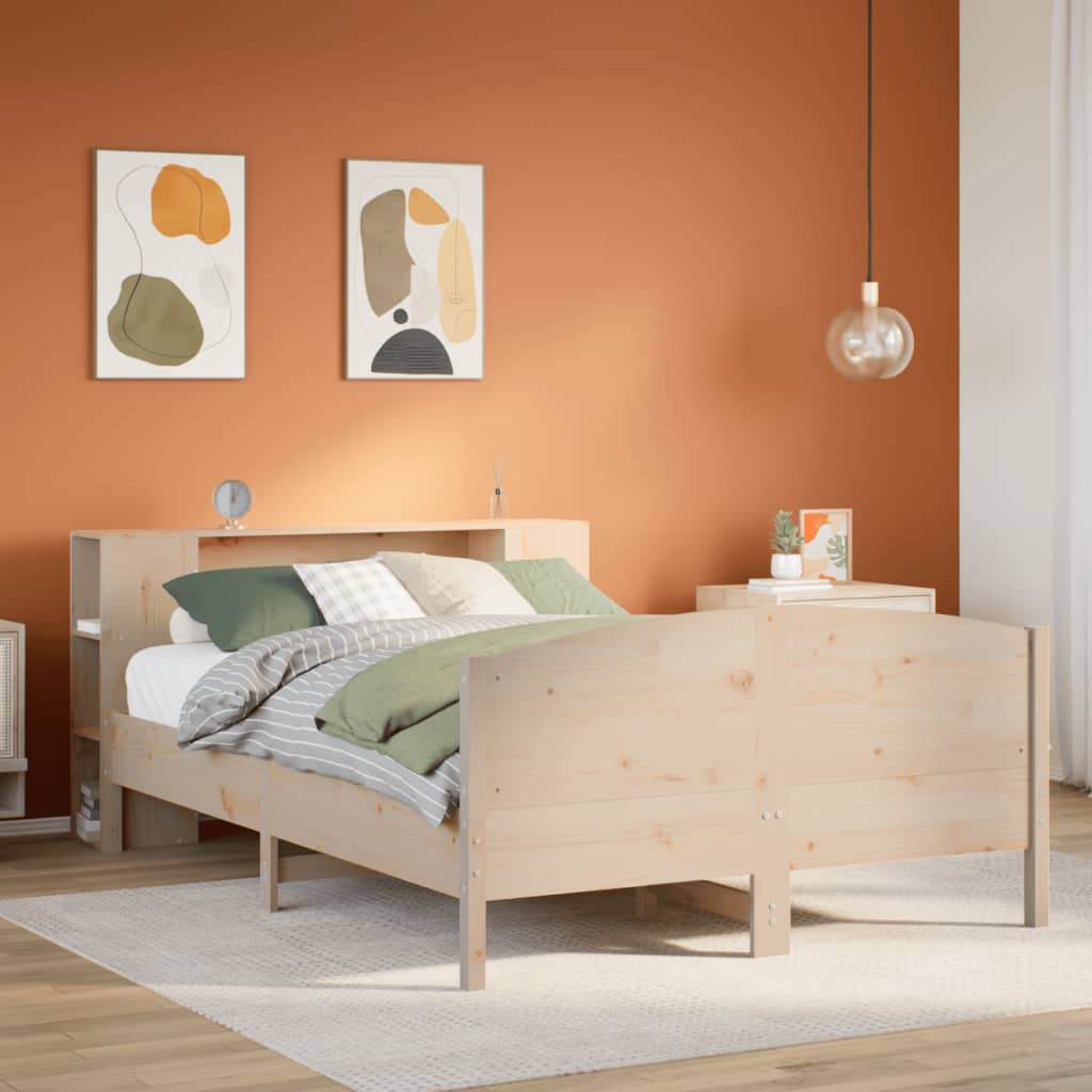 Lit bibliothèque sans matelas 135x190 cm bois de pin massif - XIOS
