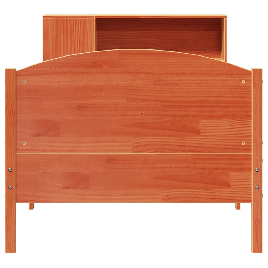 Lit bibliothèque sans matelas cire marron 100x200 cm pin massif