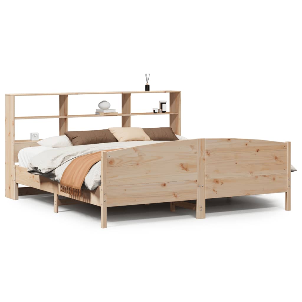 Lit bibliothèque sans matelas 180x200 cm bois massif de pin - XIOS