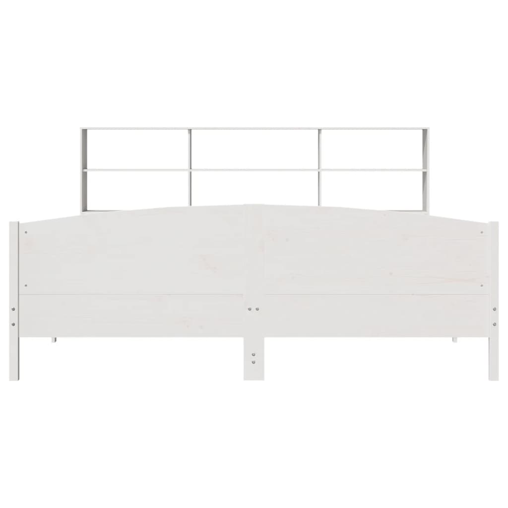 Lit bibliothèque sans matelas blanc 180x200 cm bois pin massif - XIOS