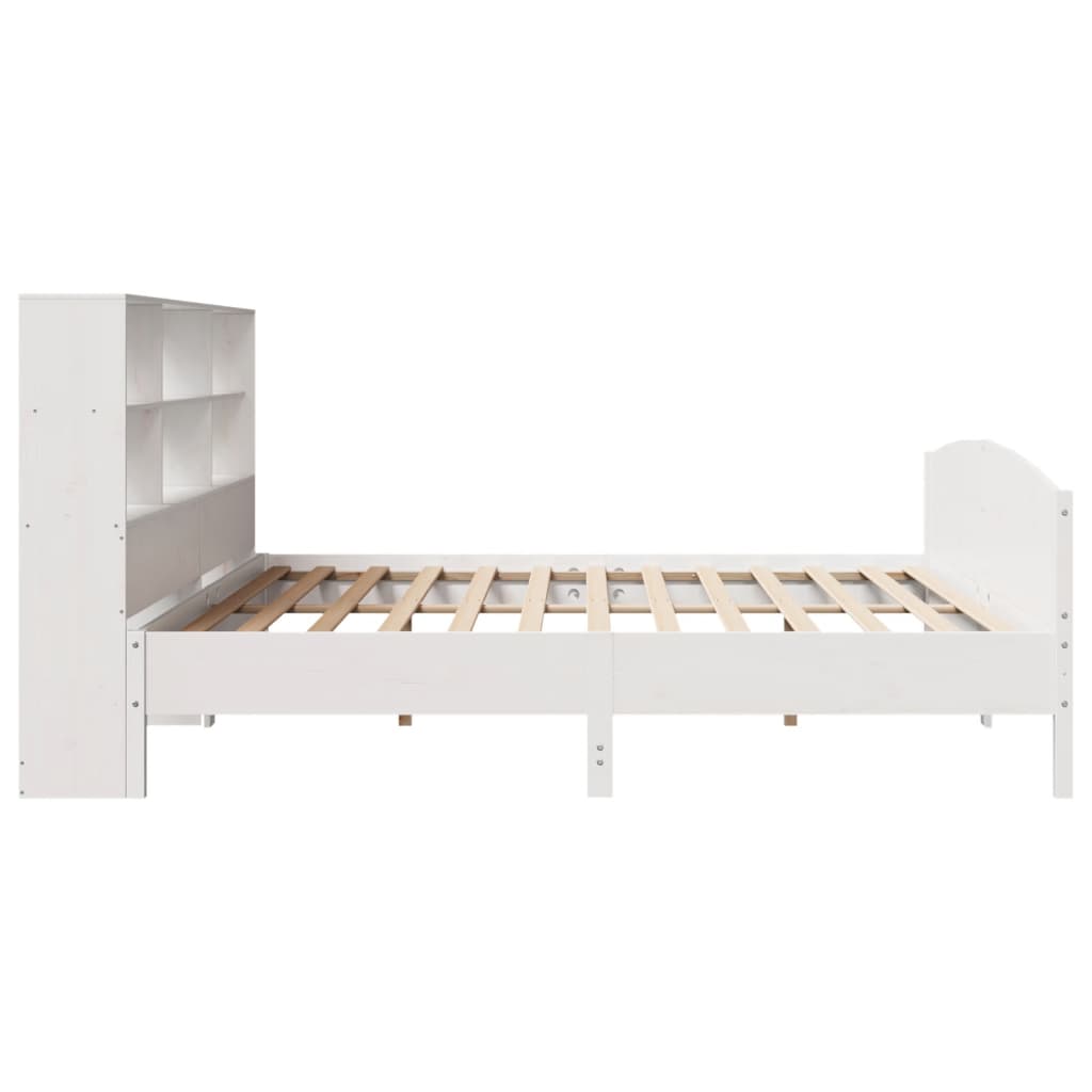 Lit bibliothèque sans matelas blanc 180x200 cm bois pin massif - XIOS