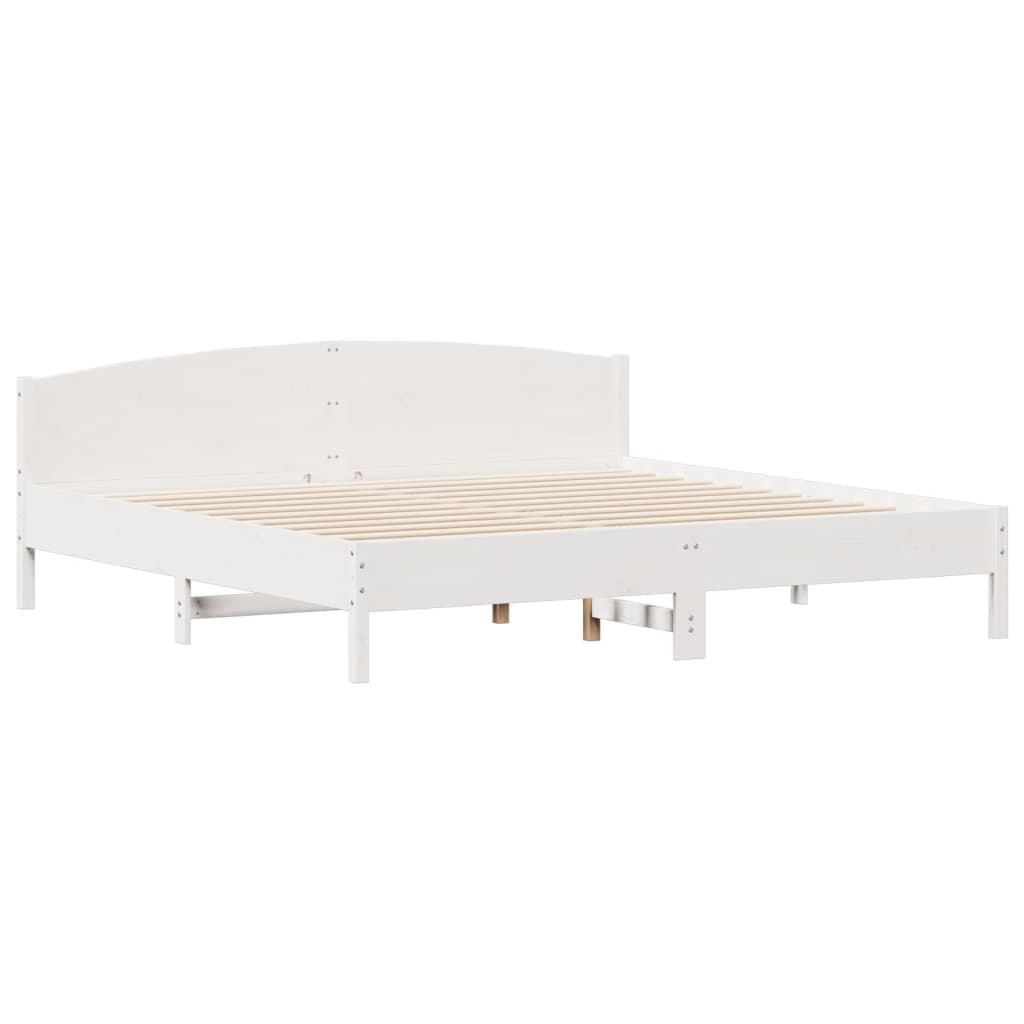 Lit bibliothèque sans matelas blanc 180x200 cm bois pin massif - XIOS
