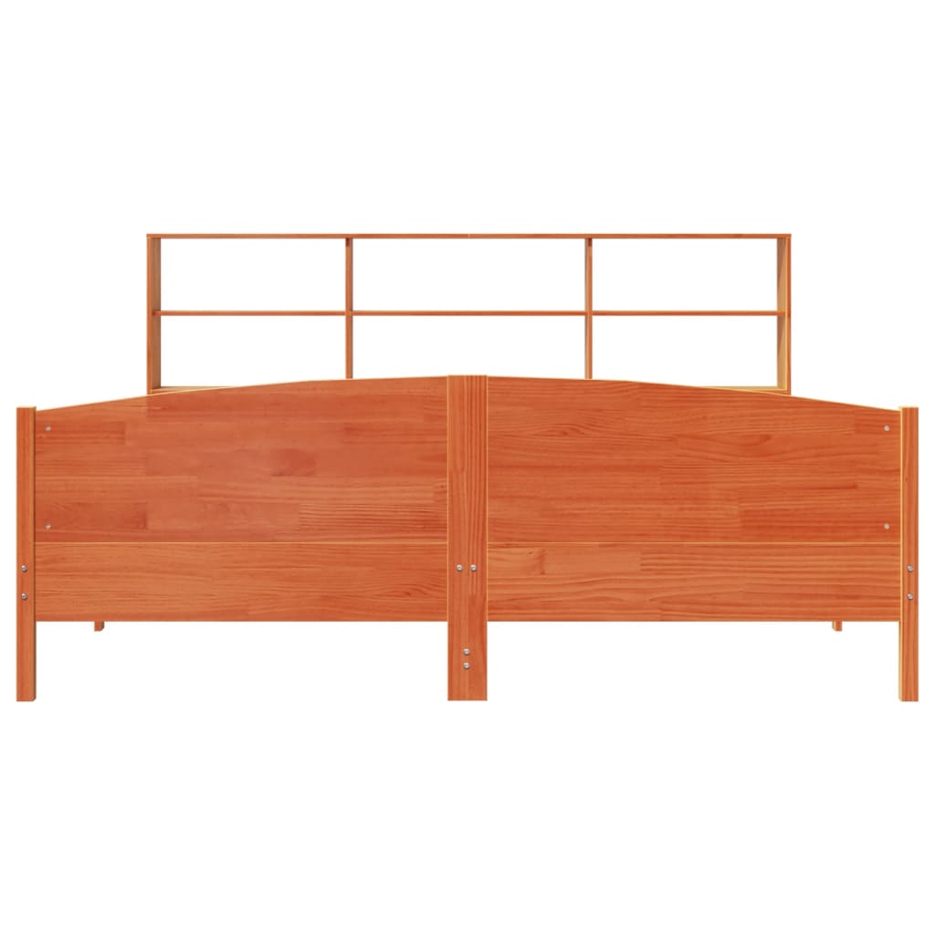 Lit bibliothèque sans matelas cire marron 180x200 cm pin massif - XIOS