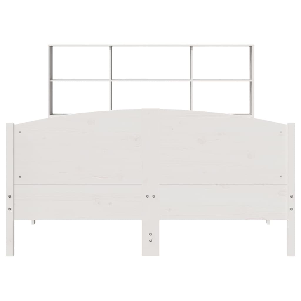Lit bibliothèque sans matelas blanc 160x200 cm bois pin massif - XIOS