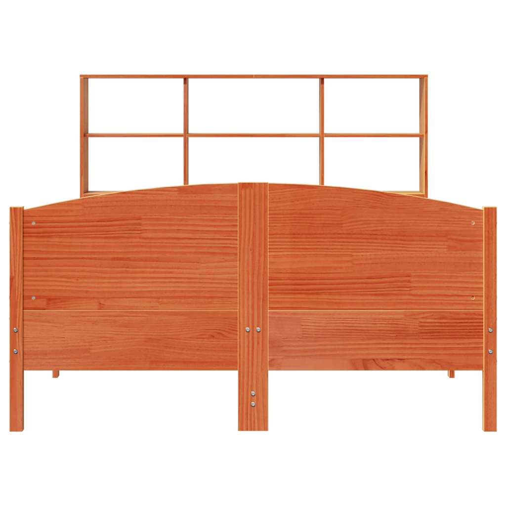 Lit bibliothèque sans matelas cire marron 140x200 cm pin massif - XIOS