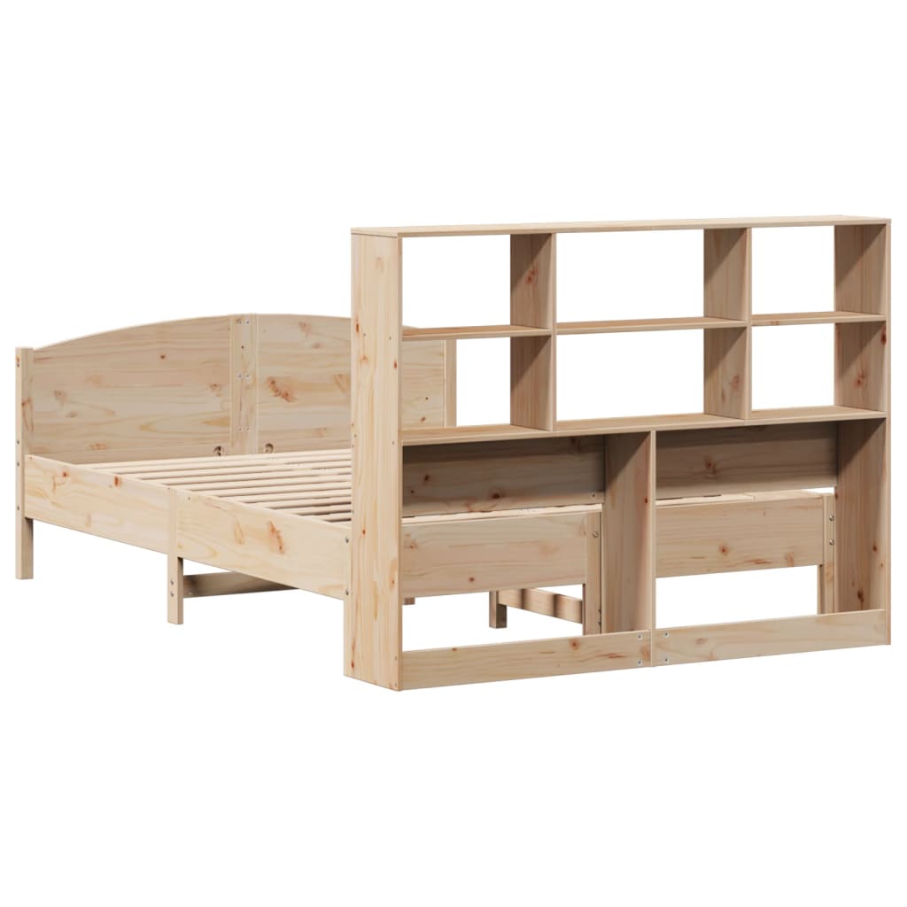 Lit bibliothèque sans matelas 120x190 cm bois de pin massif - XIOS