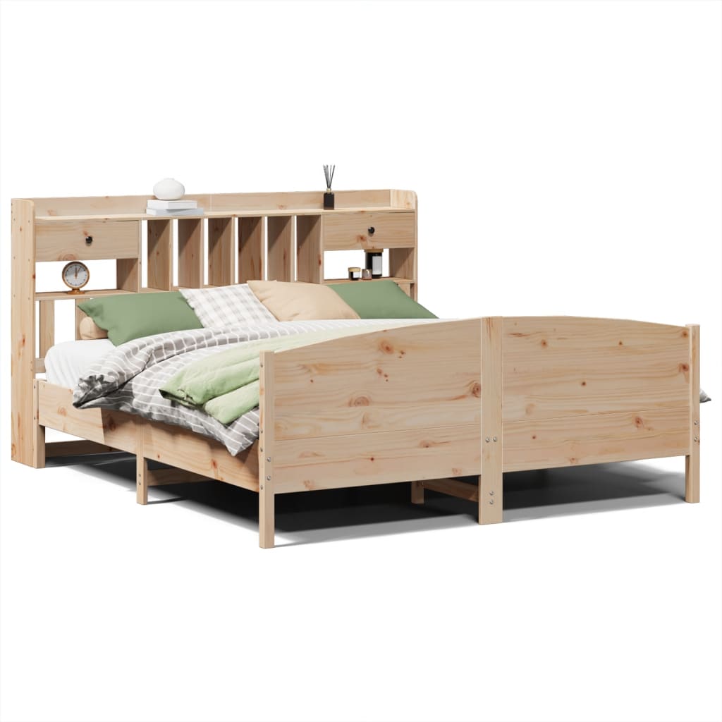 Lit bibliothèque sans matelas 180x200 cm bois massif de pin - XIOS