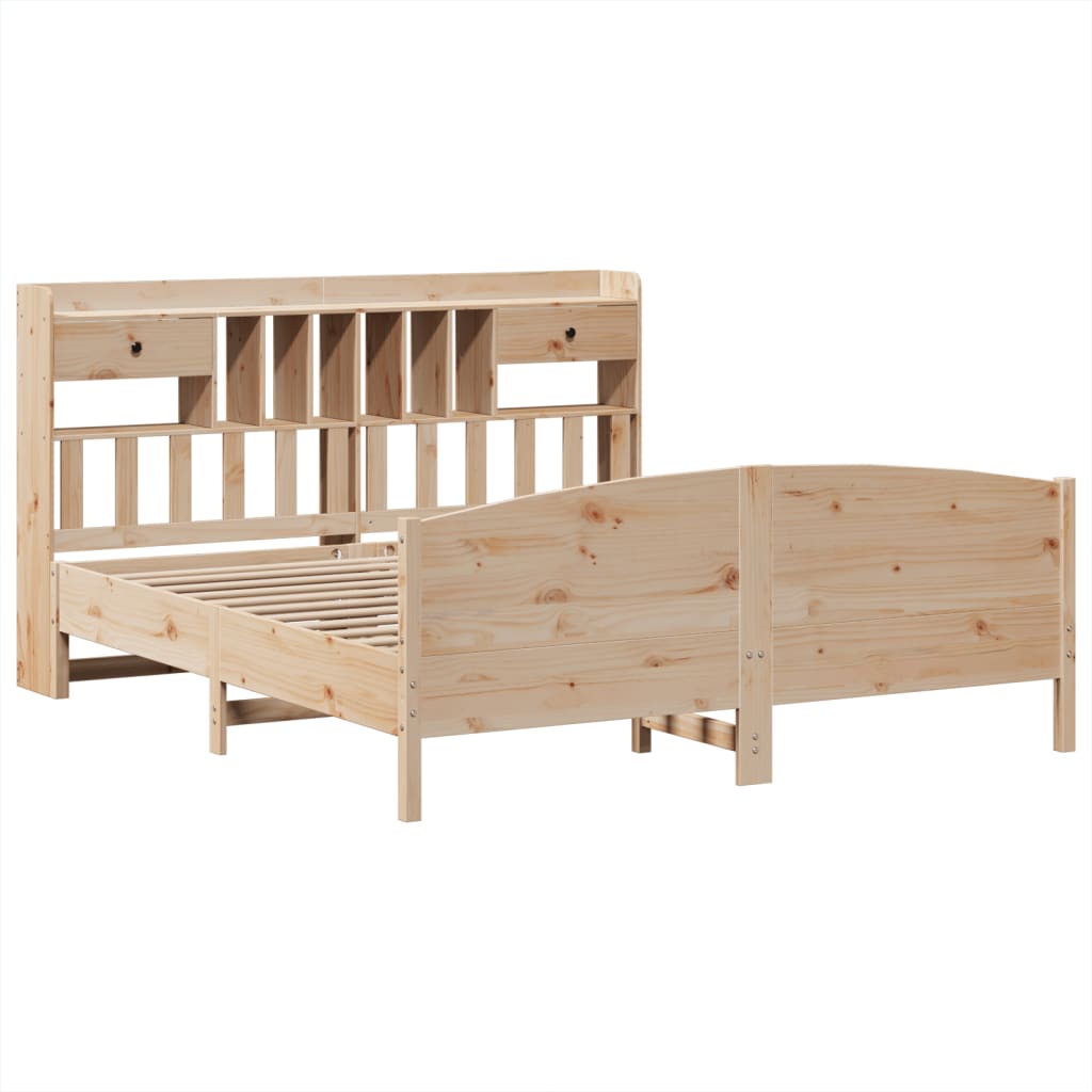 Lit bibliothèque sans matelas 180x200 cm bois massif de pin - XIOS