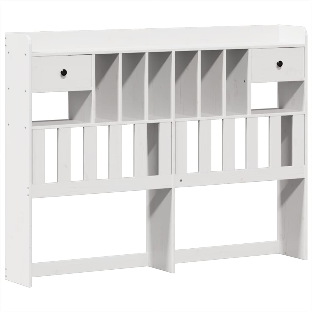 Lit bibliothèque sans matelas blanc 150x200 cm bois pin massif - XIOS