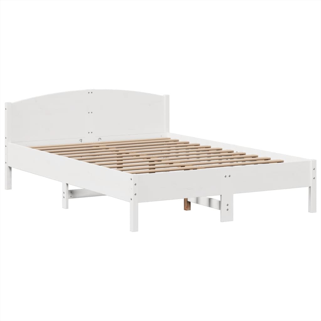Lit bibliothèque sans matelas blanc 150x200 cm bois pin massif - XIOS