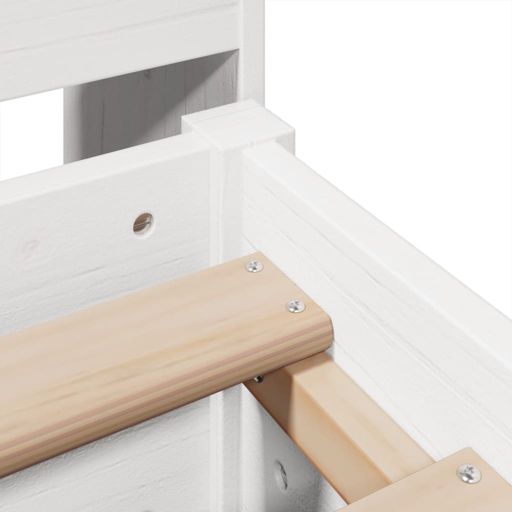 Lit bibliothèque sans matelas blanc 150x200 cm bois pin massif - XIOS