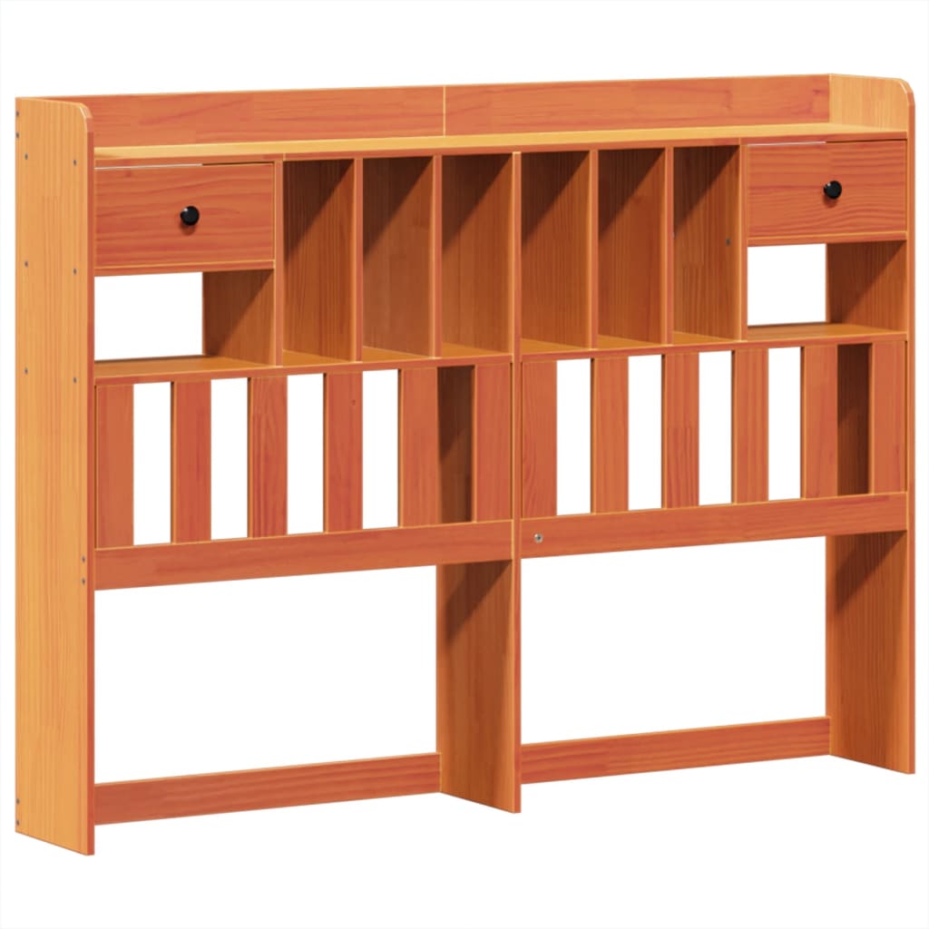 Lit bibliothèque sans matelas cire marron 150x200 cm pin massif - XIOS