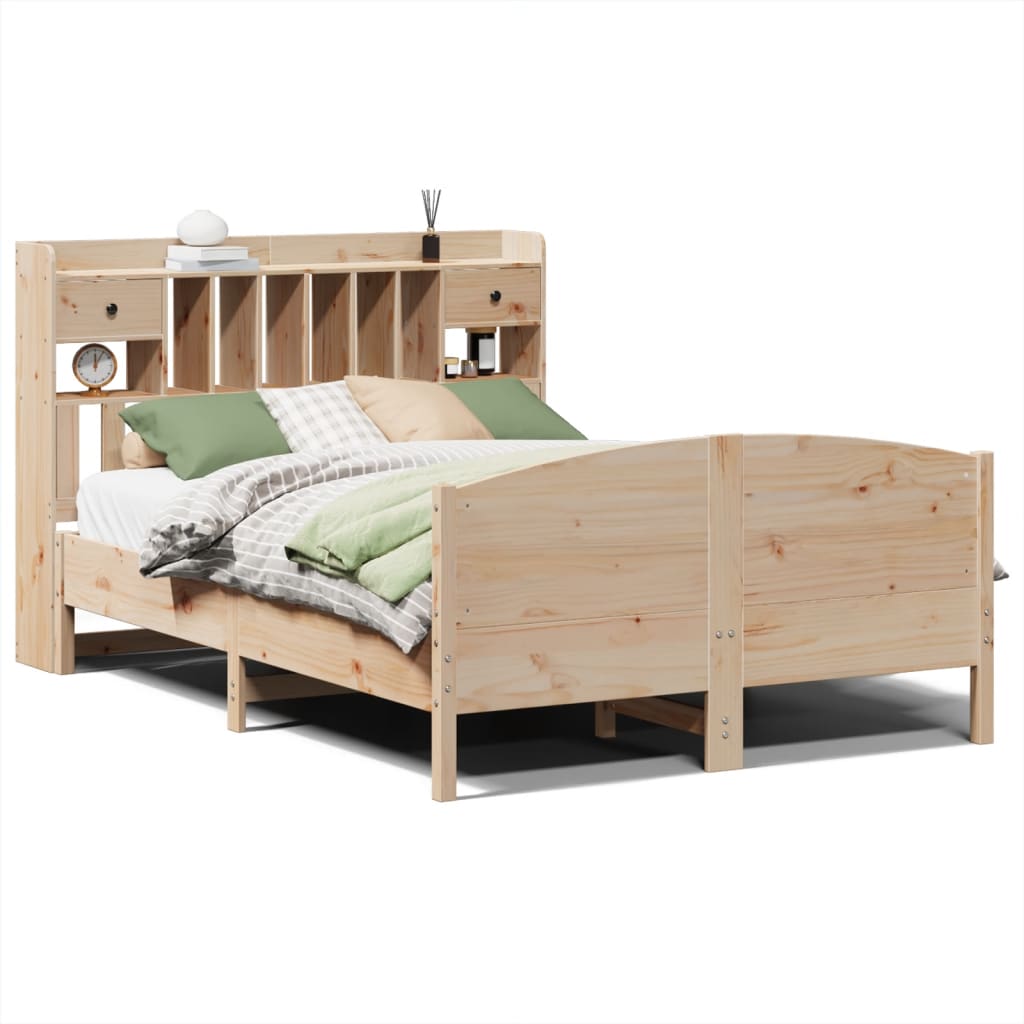Lit bibliothèque sans matelas 140x200 cm bois massif de pin - XIOS