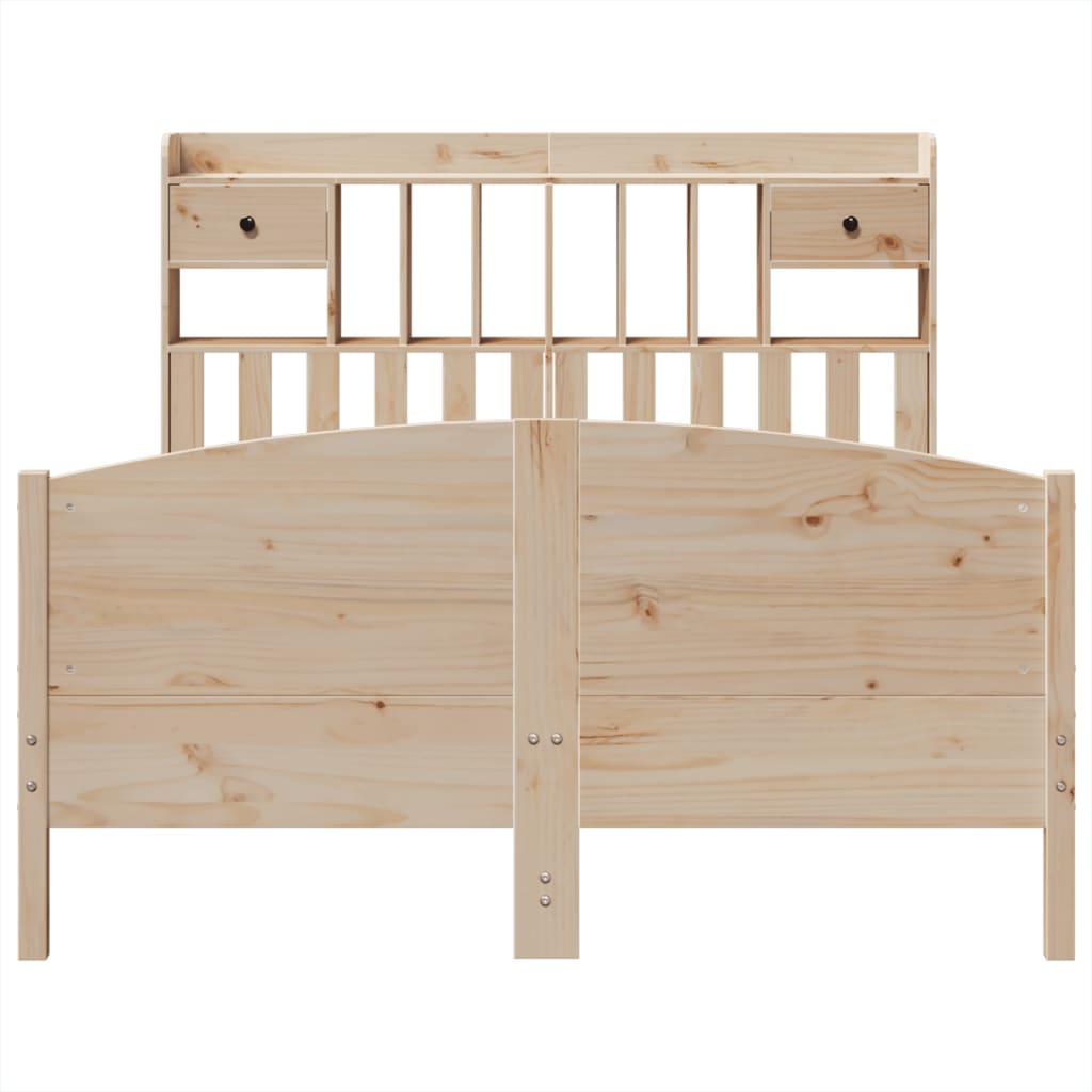 Lit bibliothèque sans matelas 140x200 cm bois massif de pin - XIOS