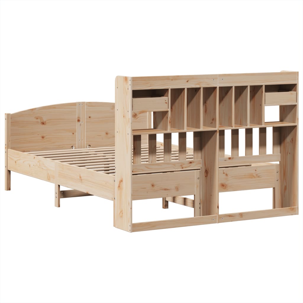 Lit bibliothèque sans matelas 140x200 cm bois massif de pin - XIOS