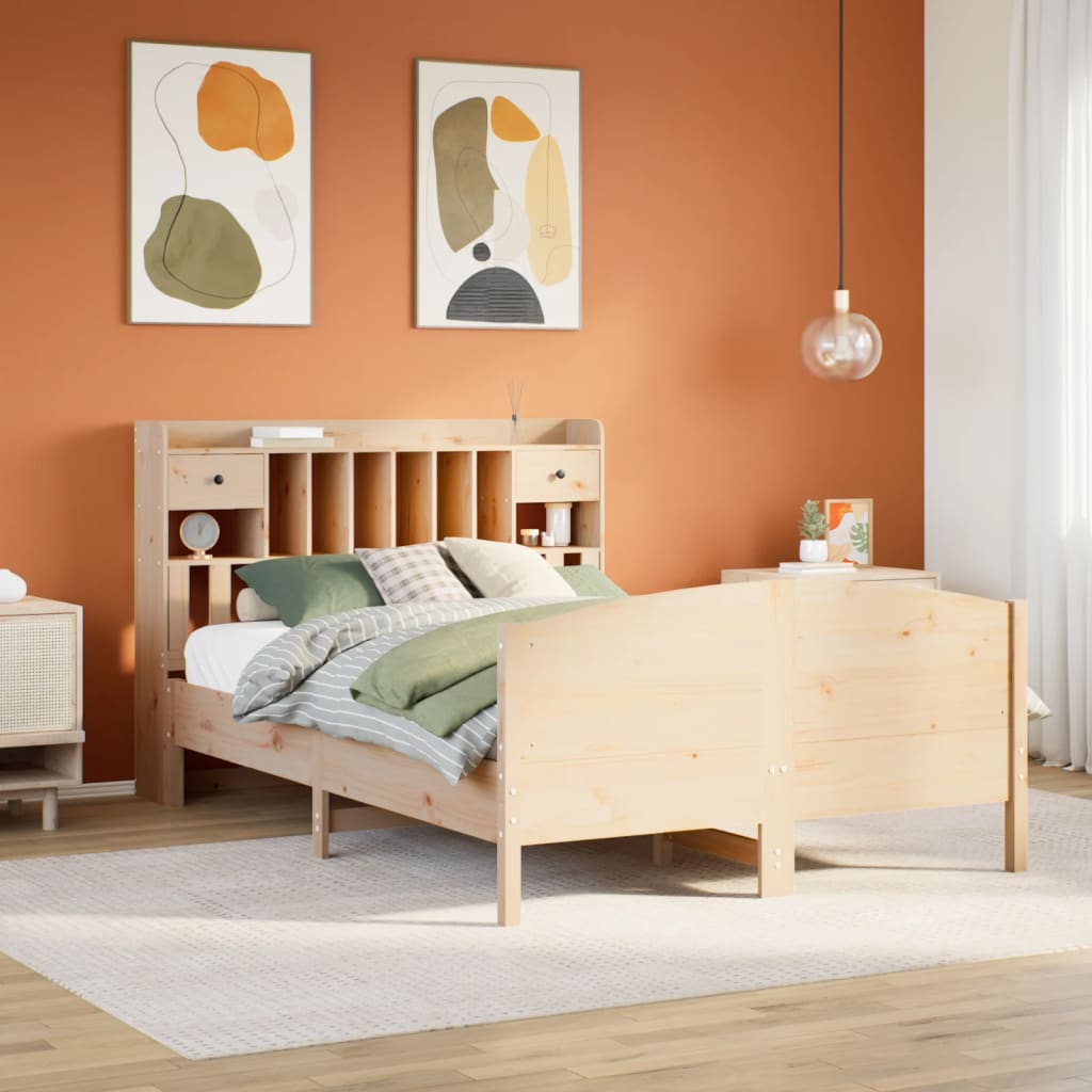 Lit bibliothèque sans matelas 140x200 cm bois massif de pin - XIOS