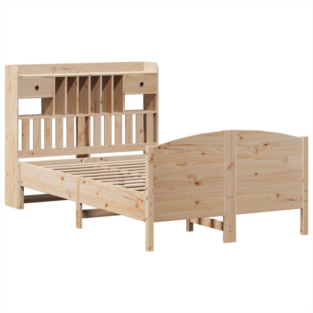 Lit bibliothèque sans matelas 135x190 cm bois de pin massif - XIOS