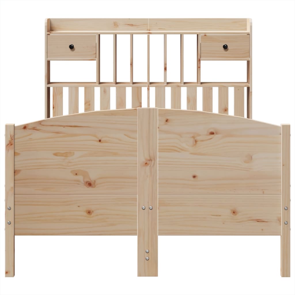 Lit bibliothèque sans matelas 135x190 cm bois de pin massif - XIOS