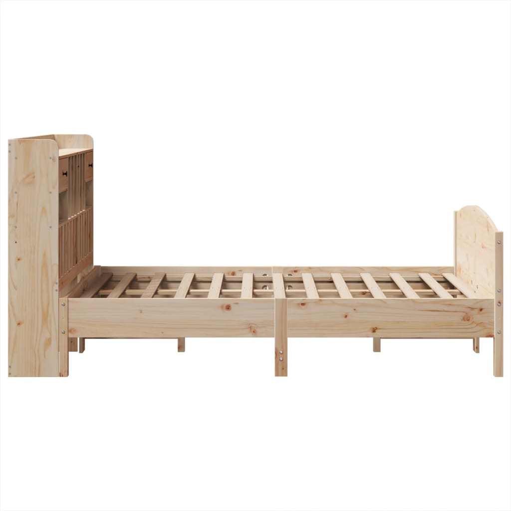 Lit bibliothèque sans matelas 135x190 cm bois de pin massif - XIOS