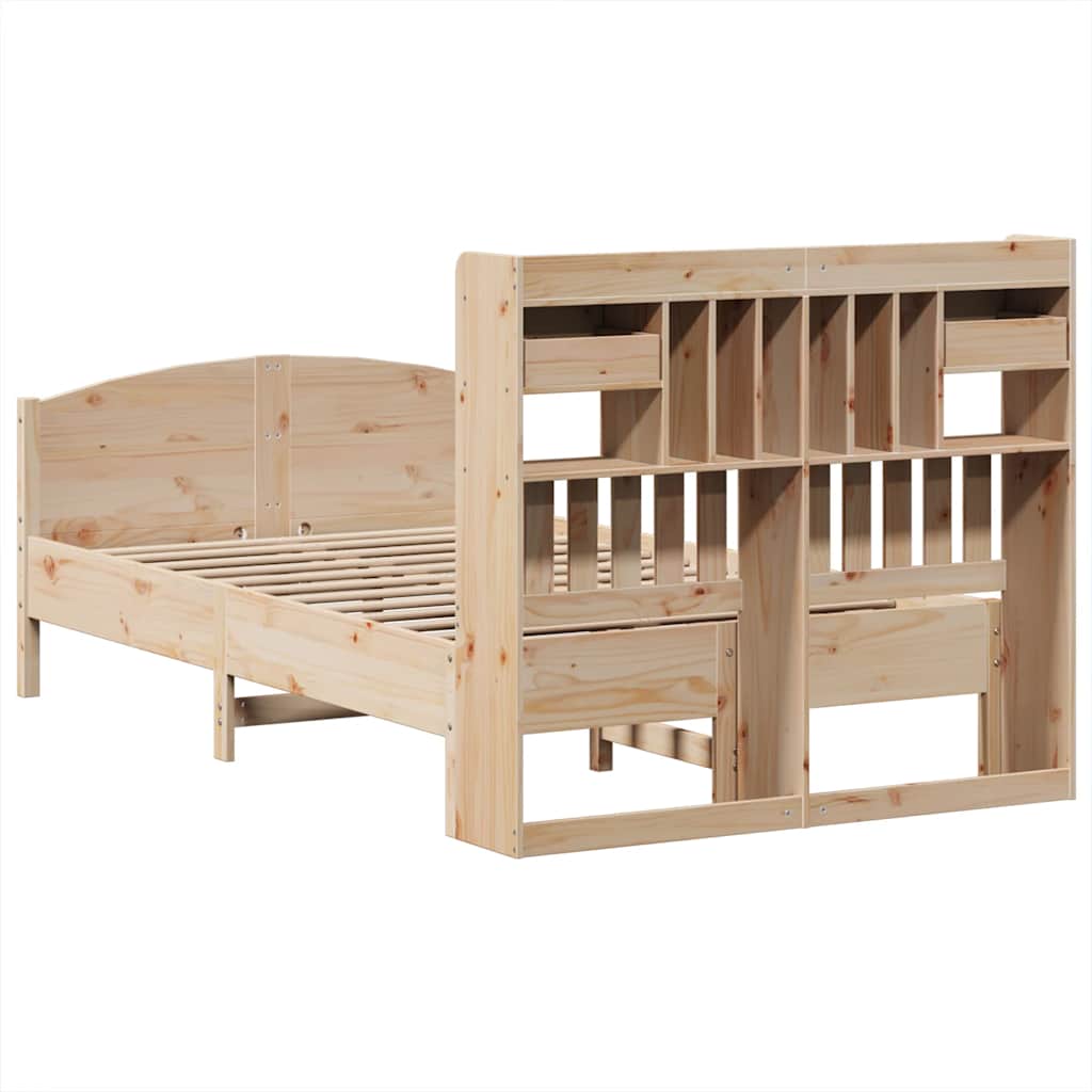 Lit bibliothèque sans matelas 135x190 cm bois de pin massif - XIOS