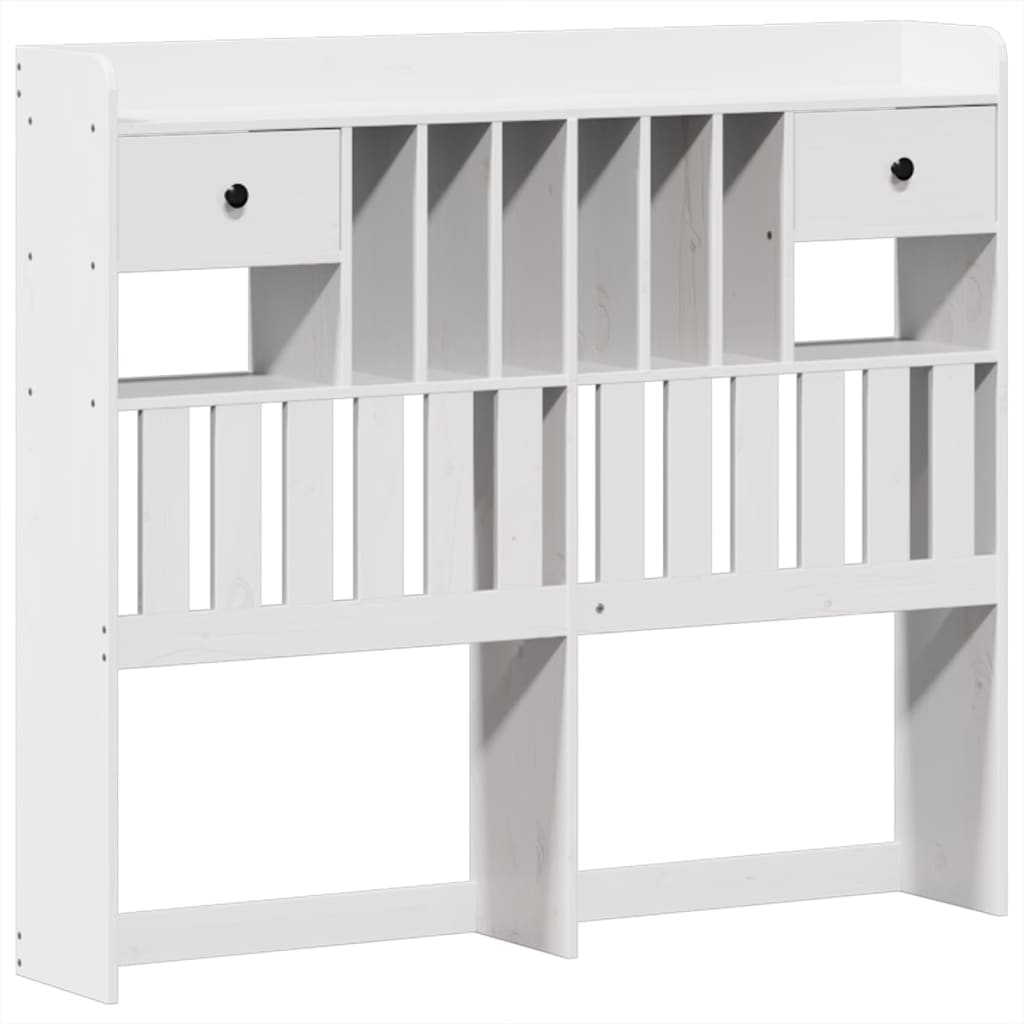 Lit bibliothèque sans matelas blanc 135x190 cm bois pin massif - XIOS