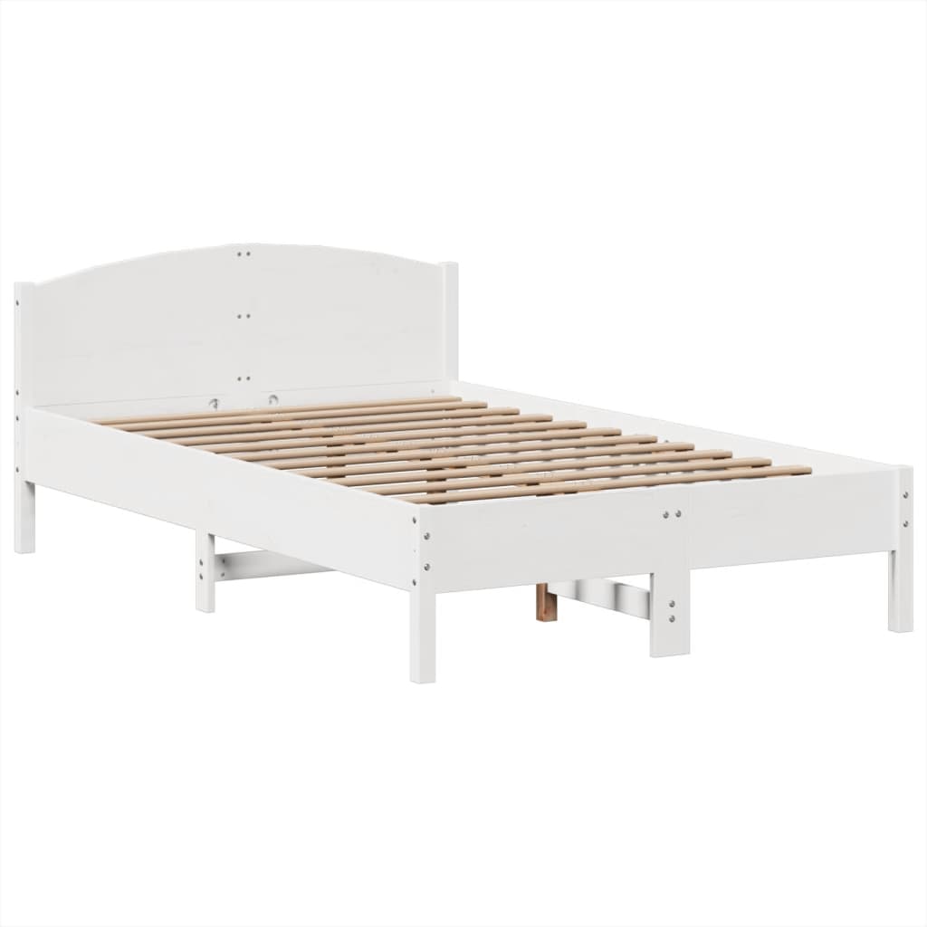Lit bibliothèque sans matelas blanc 135x190 cm bois pin massif - XIOS
