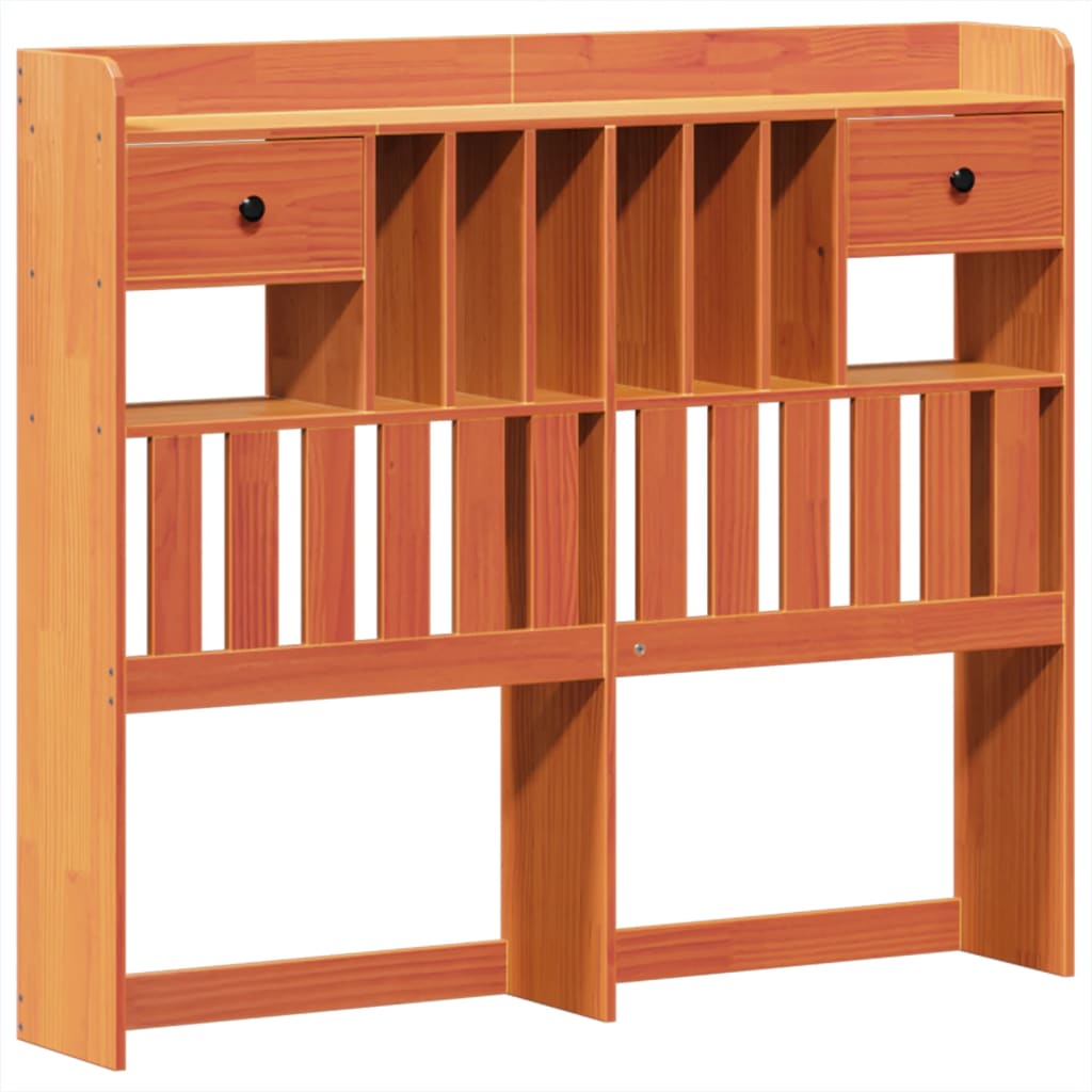 Lit bibliothèque sans matelas cire marron 135x190 cm pin massif - XIOS