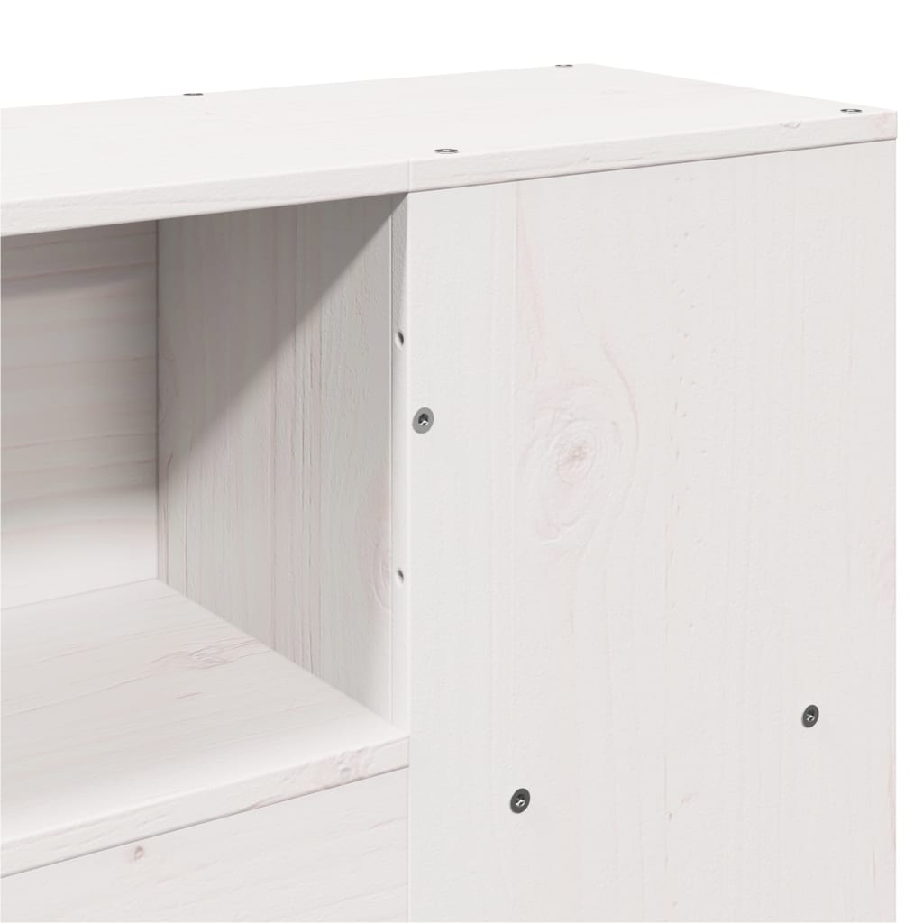 Lit bibliothèque sans matelas blanc 150x200 cm bois pin massif - XIOS